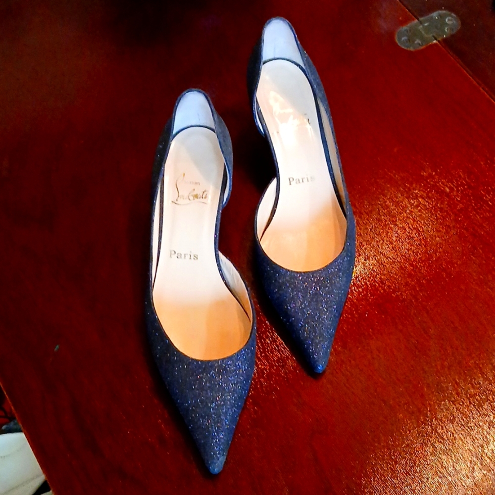 Christian Louboutin heels. Size 39 1/2. Black with multi sparkles.